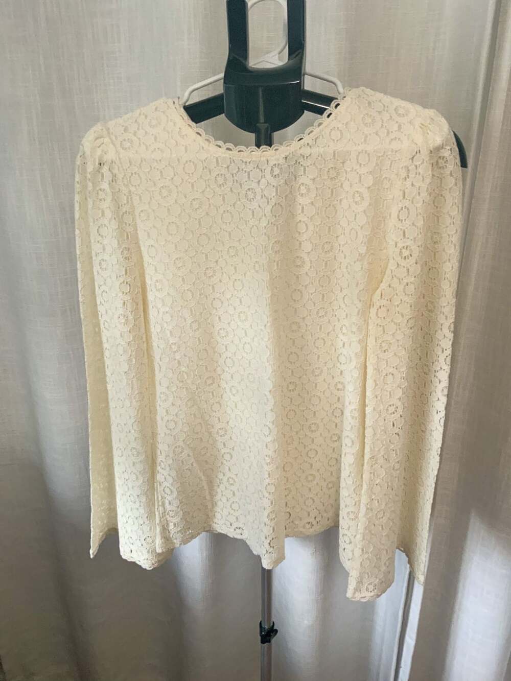 Banana Republic Lace Long Sleeve Blouse Women Size S Ivory